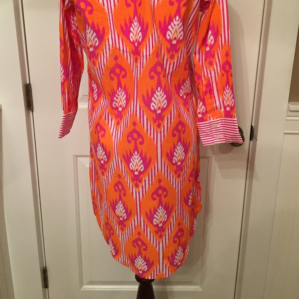 NEW GRETCHEN SCOTT TOP TUNIC ORANGE PINK WHITE PRINT COTTON SIZE XS NWT - Picture 5 of 7